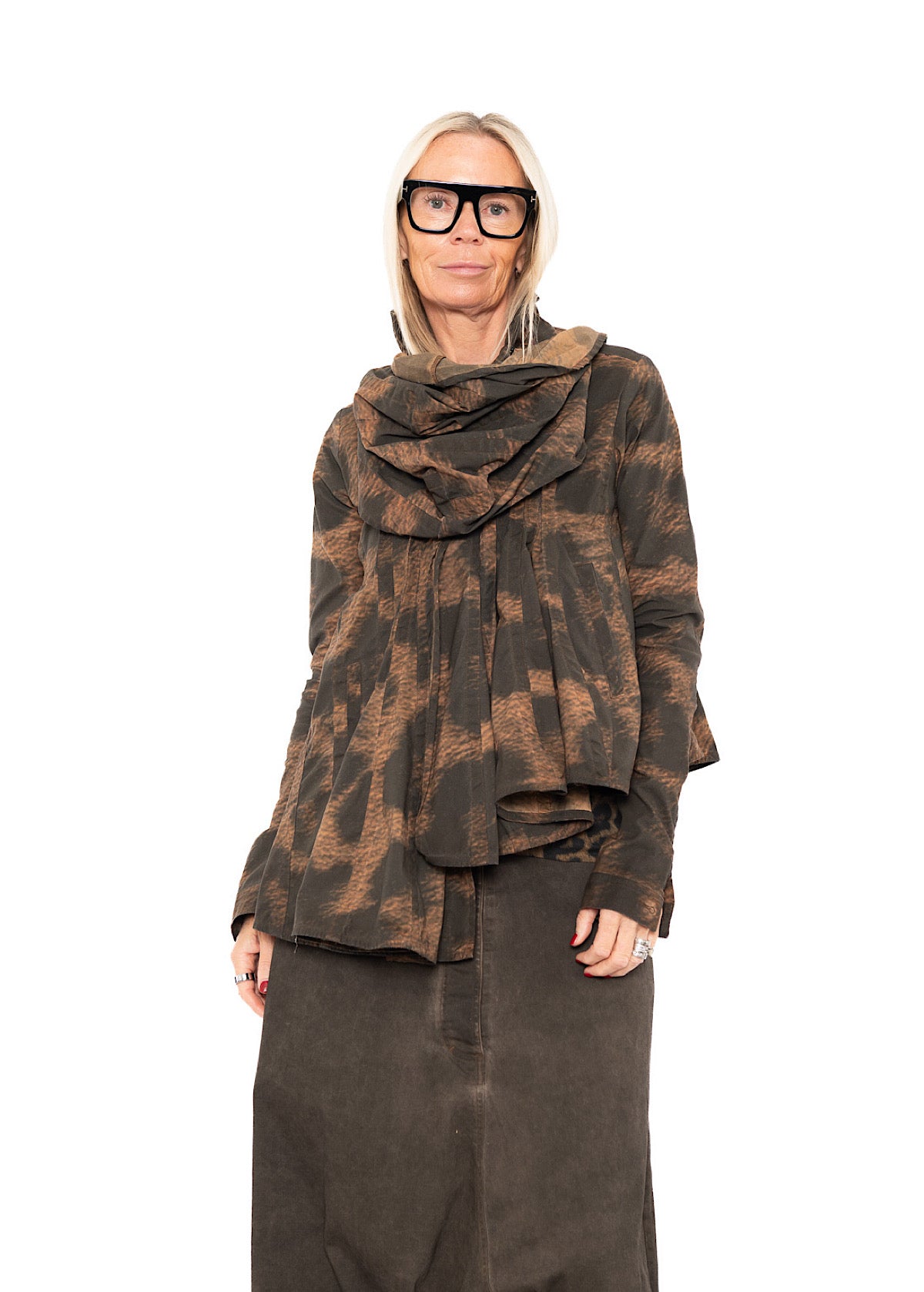 ASYMMETRIC STRETCH LEOPARD PRINT JACKET