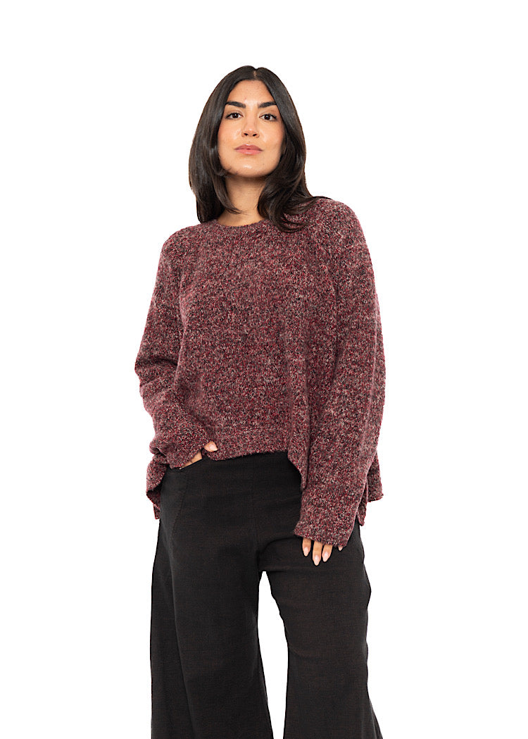 CROPPED MÉLANGE KNITTED PULLOVER
