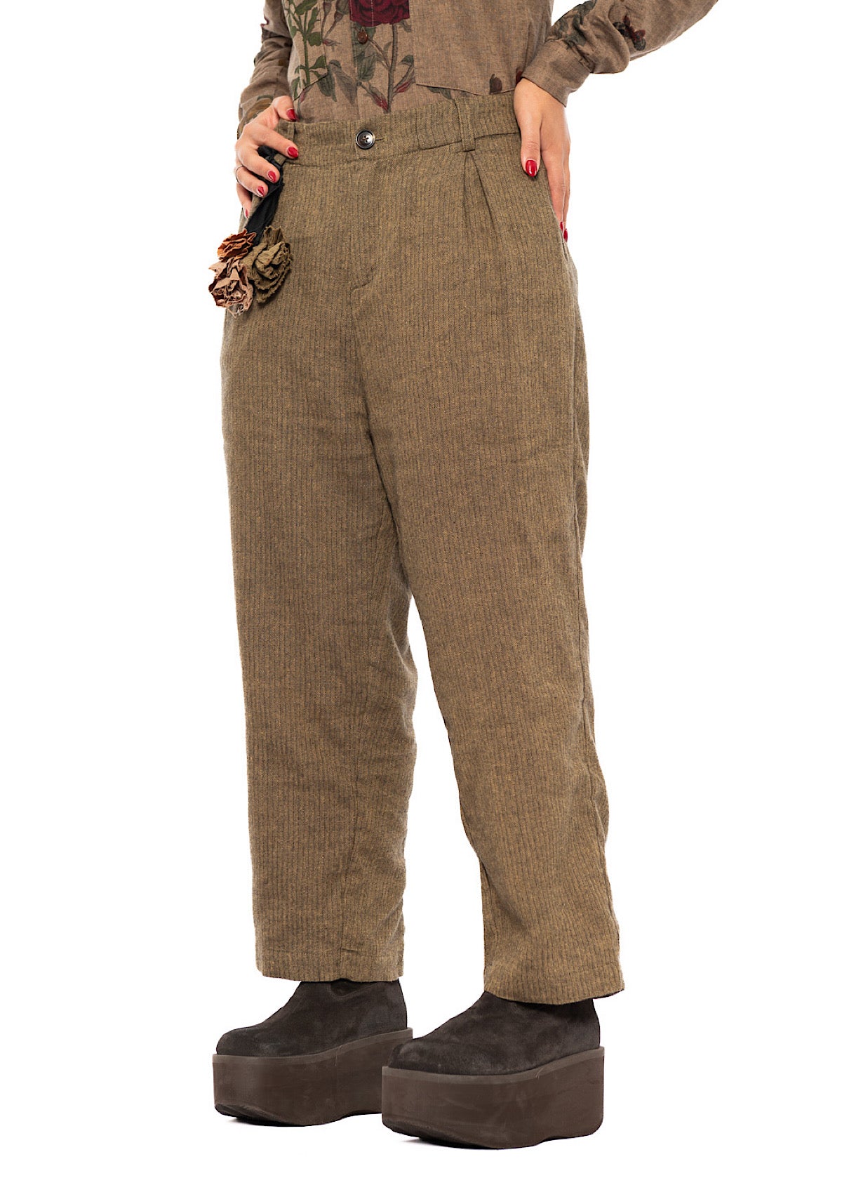 TAPERED HERRINGBONE TROUSER