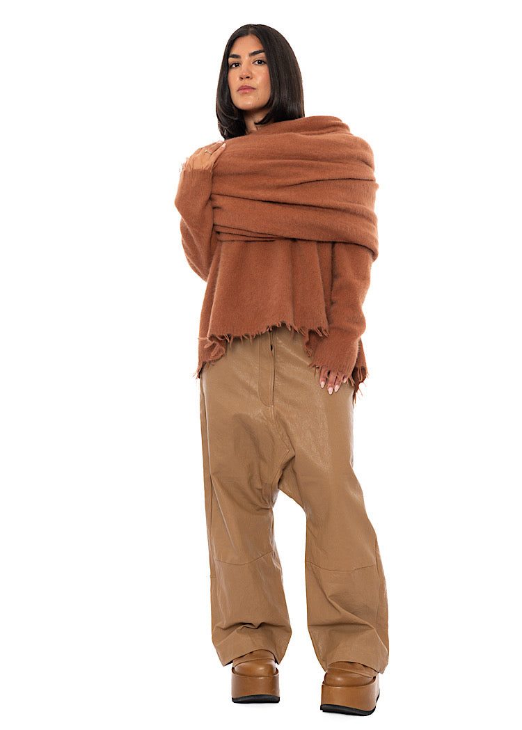 OVERSIZED FRAYED KNIT SCARF