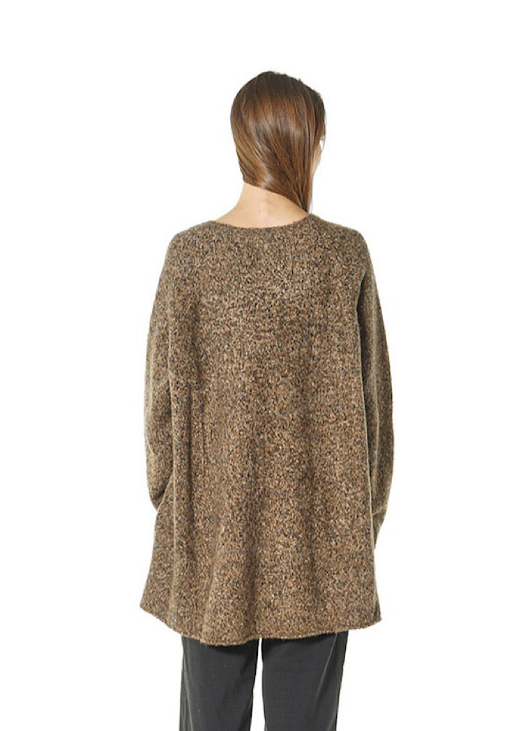 MÉLANGE KNIT ASYMMETRIC PULLOVER