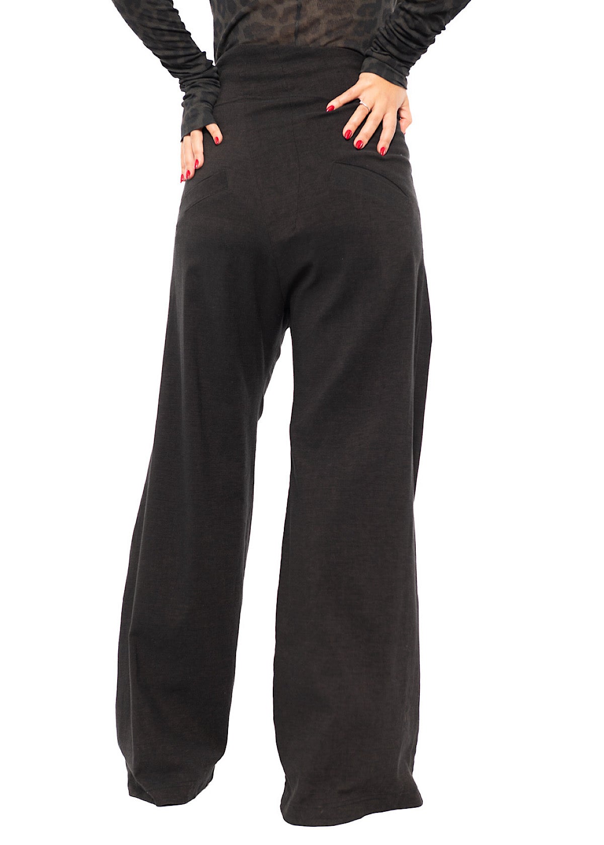 STRETCH FLARED WIDE-LEG TROUSER