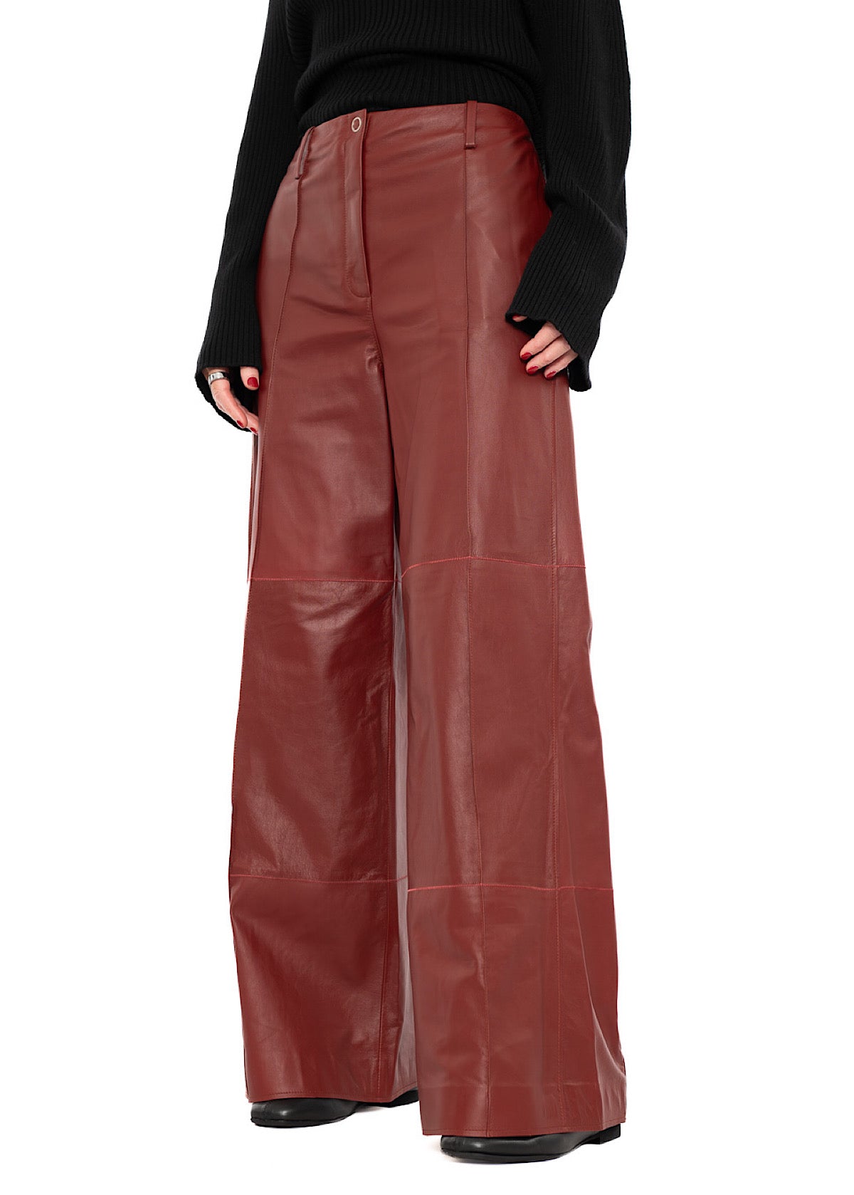 SIGNATURE WIDE LEG LEATHER TROUSER