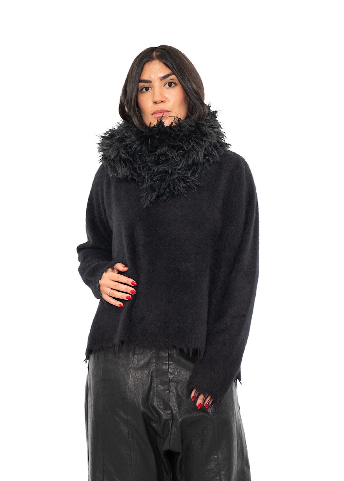 STATEMENT FAUX FUR HOODED SCARF