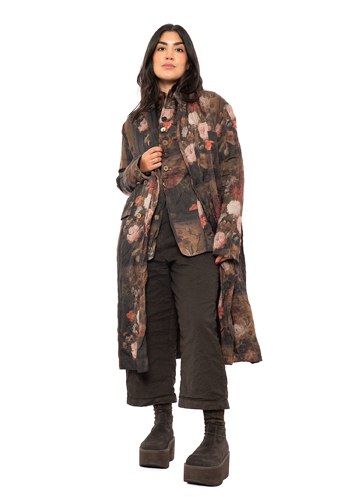 FLORAL PRINT OVERSIZED COAT