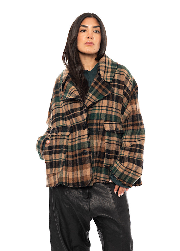 OVERSIZED CHECK WOOL JACKET