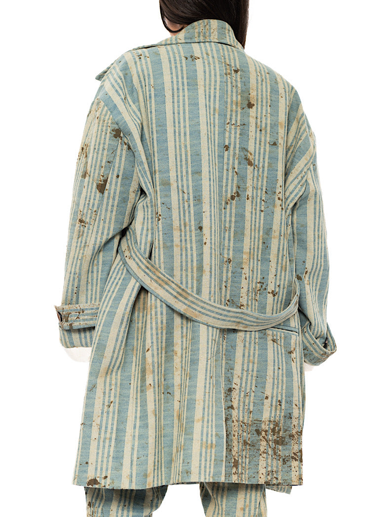 OVERSIZED STRIPED COTTON COAT