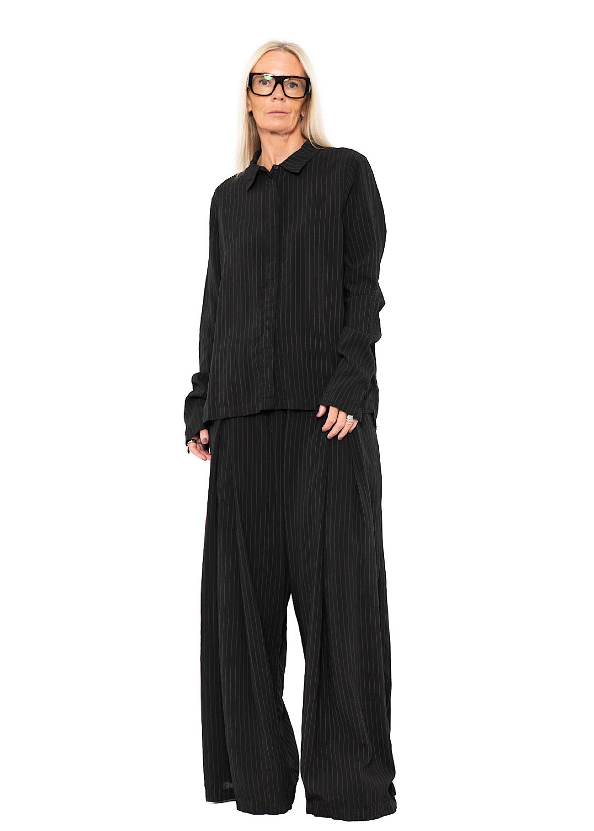 PINSTRIPE VISCOSE-SILK SHIRT