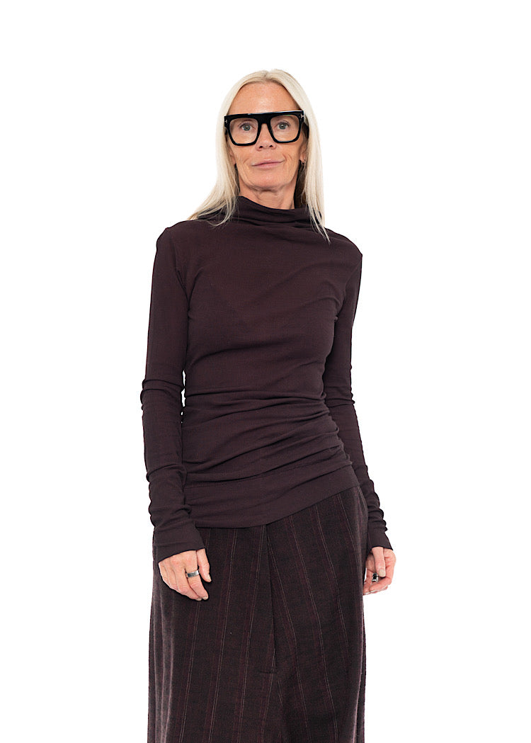 HIGH-NECK RIB JERSEY T-SHIRT