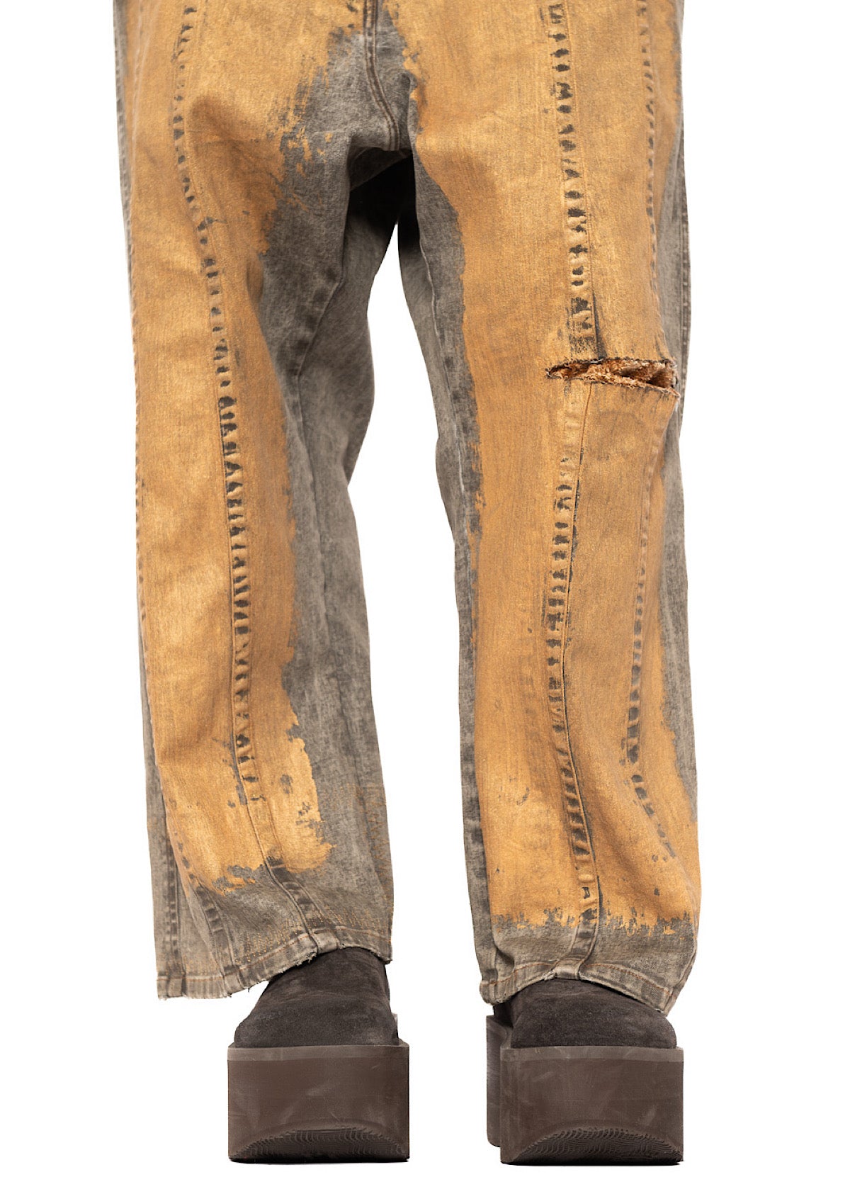 HAND-PAINTED GOLD DENIM TROUSER