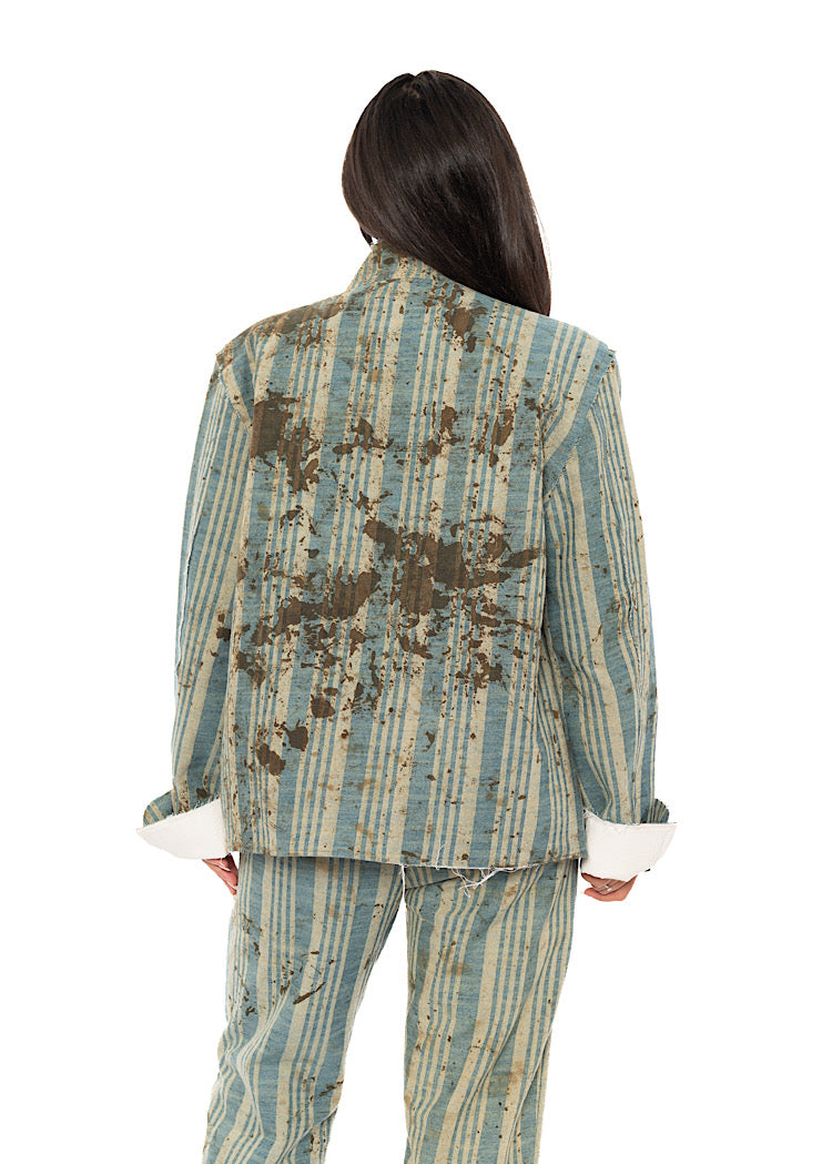 BOXY STRIPED COTTON JACKET