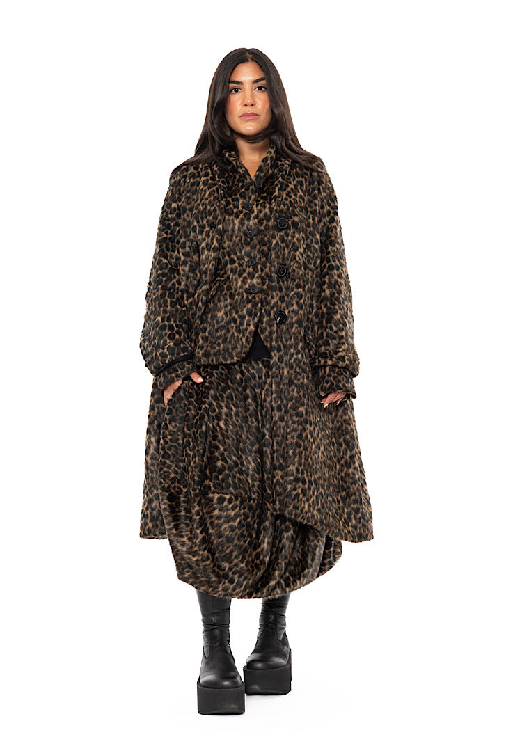 OVERSIZED FAUX FUR LEOPARD PRINT COAT