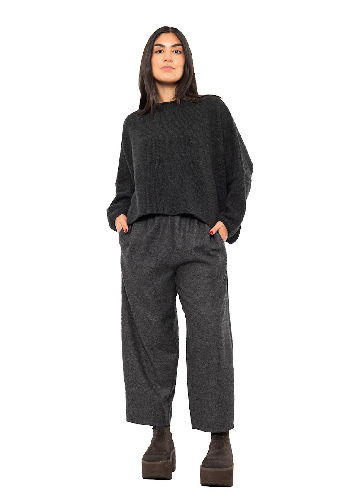 CROPPED CASHMERE BLEND FAUSTA PULLOVER