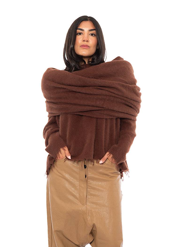 OVERSIZED FRAYED KNIT SCARF
