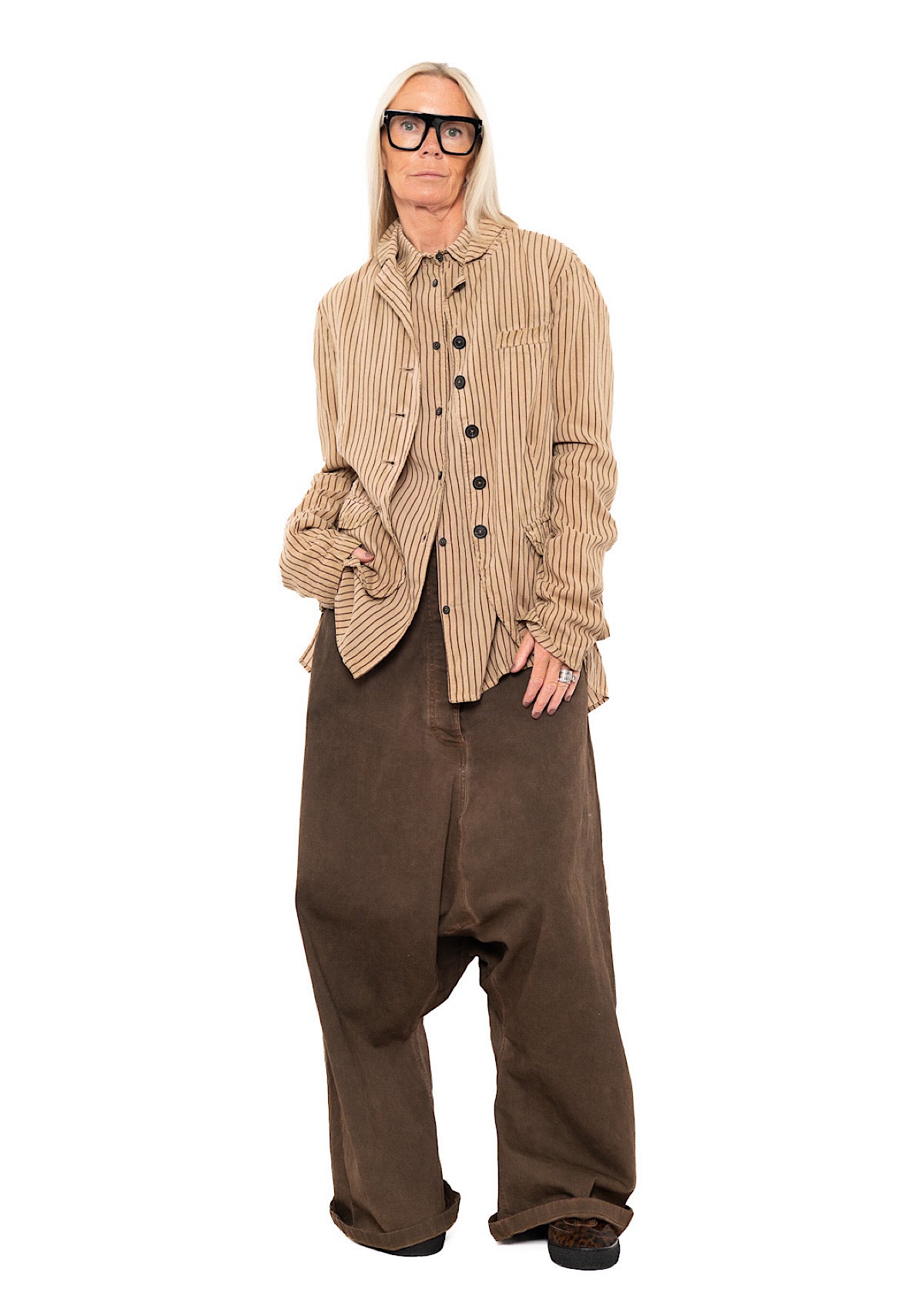 GARMENT-DYED SILK STRIPE JACKET