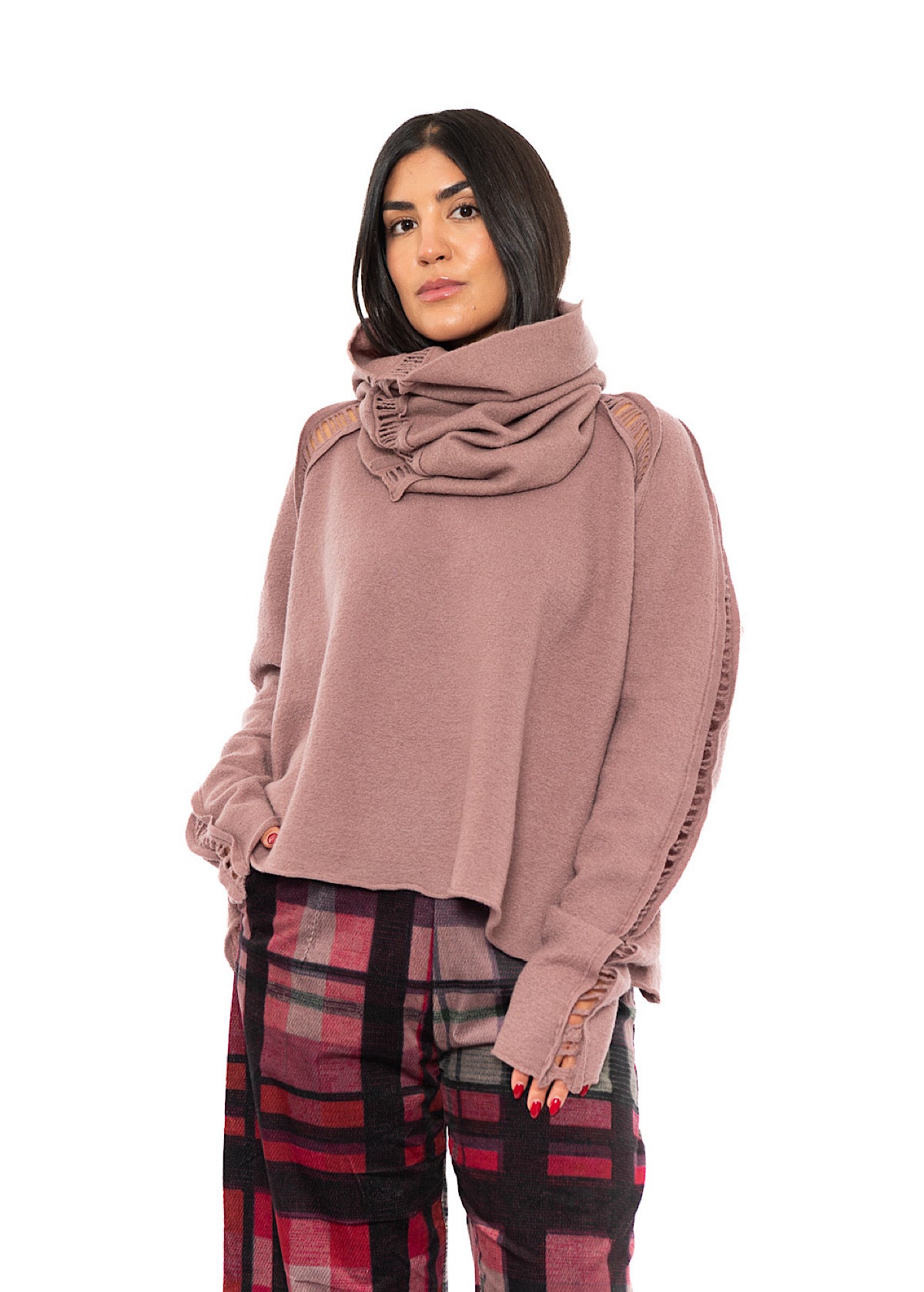 BOILED WOOL LADDER STITCH COLLAR