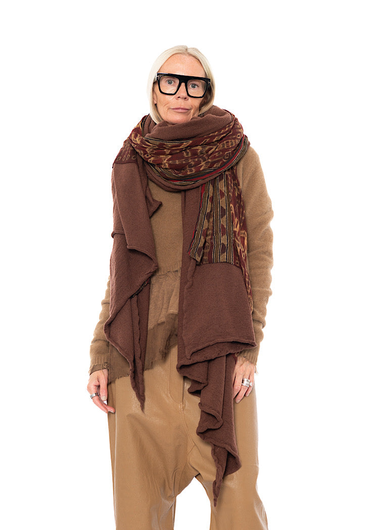 PRINTED MODAL-WOOL KNIT SCARF