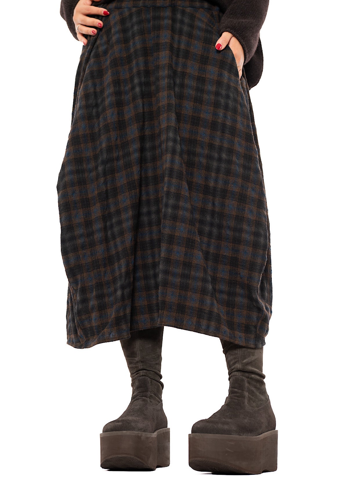 CHECKERED WOOL BLEND ISOTTA SKIRT