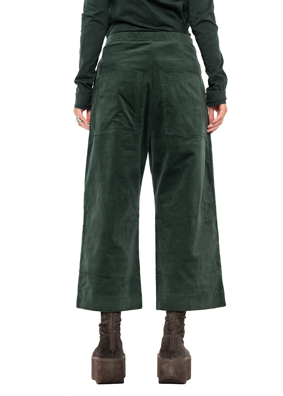 STRETCH-VELVET WIDE LEG TROUSER