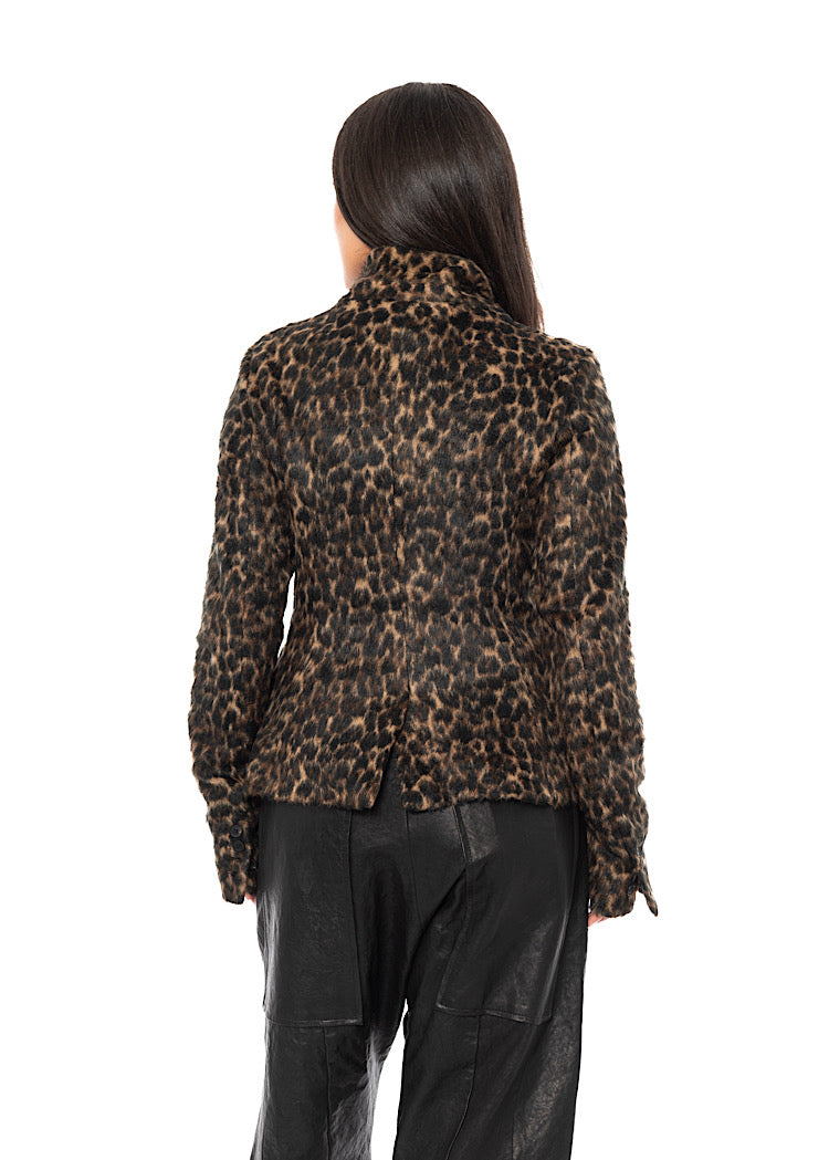 TAILORED FAUX FUR LEOPARD PRINT JACKET