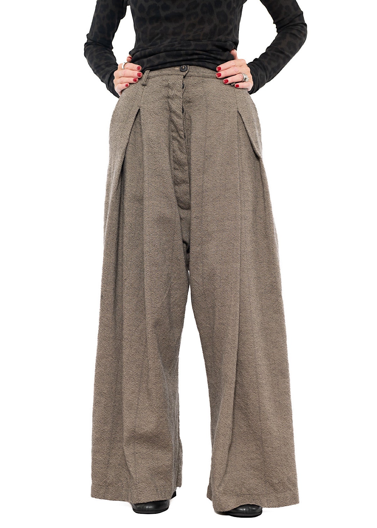 DROP-CROTCH PINSTRIPE WOOL TROUSER
