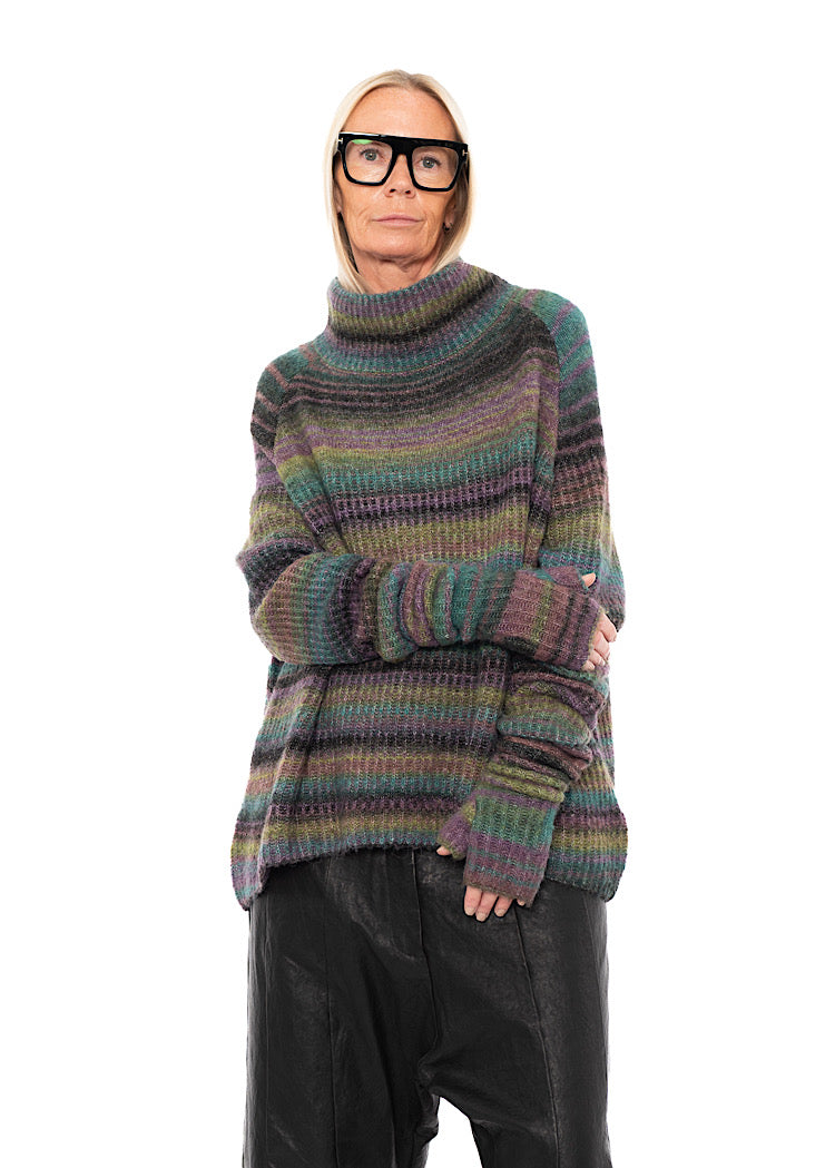 MULTICOLOUR STRIPE FINGERLESS CUFF