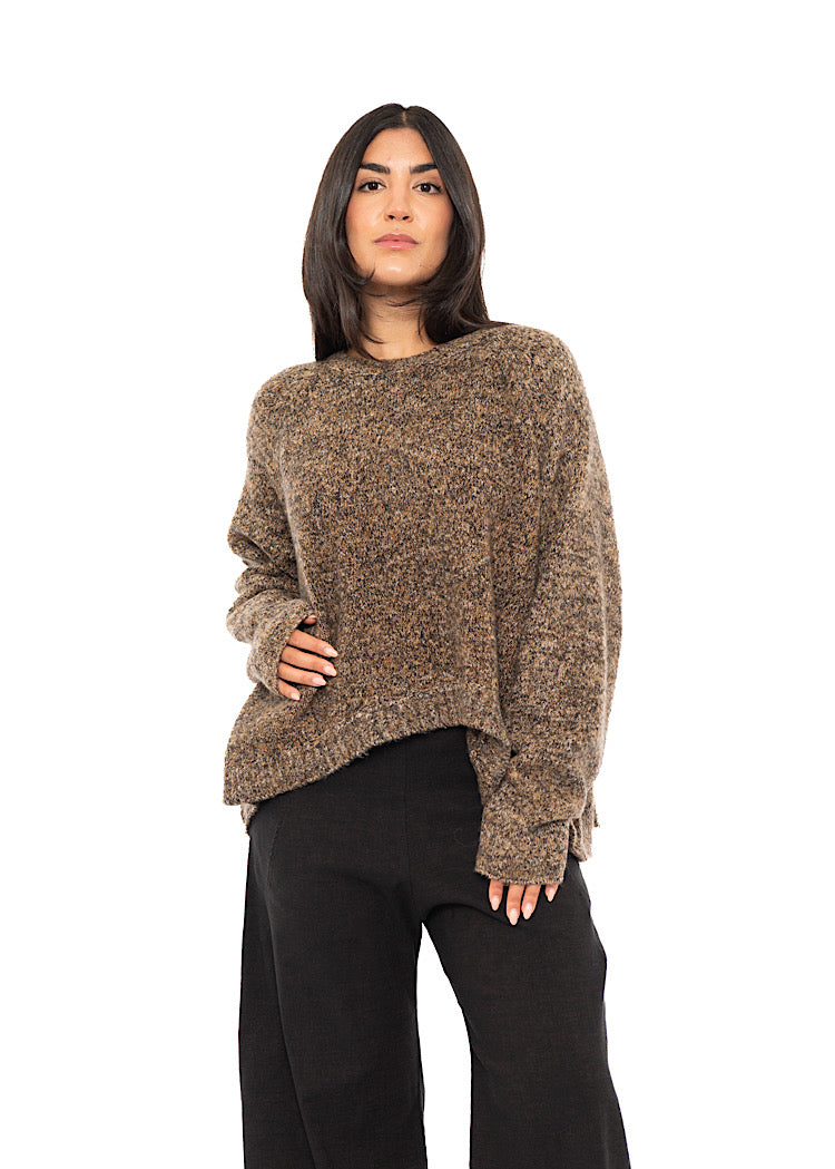 CROPPED MÉLANGE KNITTED PULLOVER