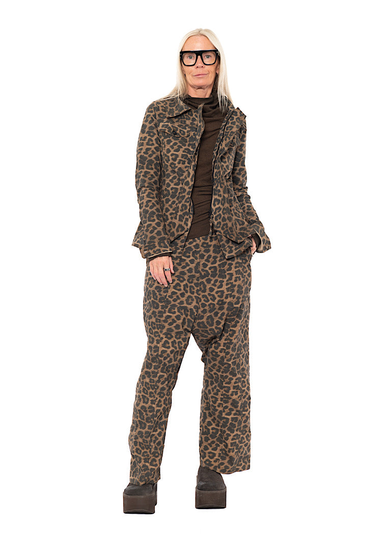 LEOPARD PRINT DROP CROTCH TROUSER