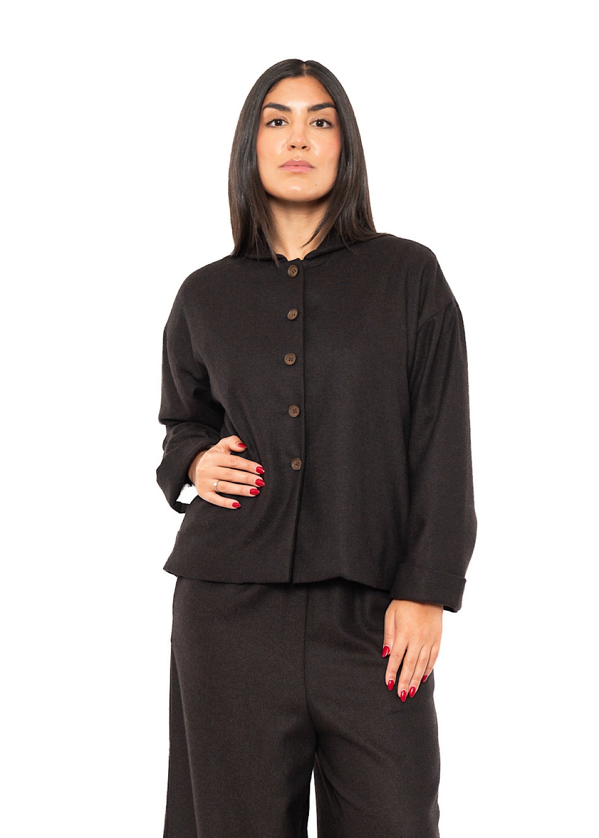 BOXY HERRINGBONE WOOL BLEND FLORA JACKET