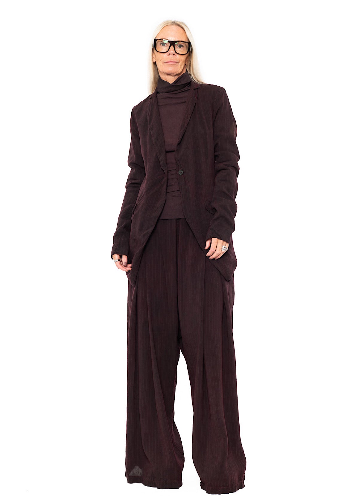 FLUID PINSTRIPE LONGLINE JACKET