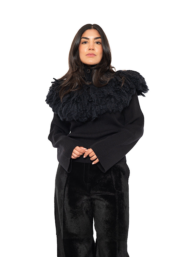 WOOL SILK CASHMERE KNIT COLLAR