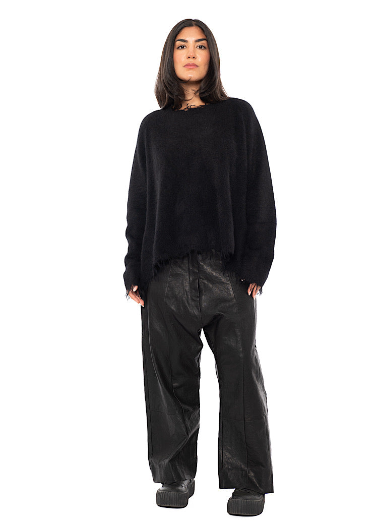 FRAYED FOX WOOL SILK PULLOVER