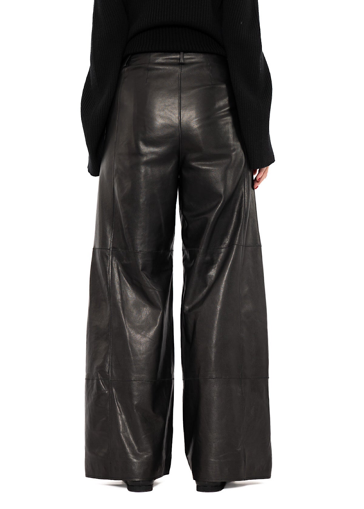 SIGNATURE WIDE LEG LEATHER TROUSER