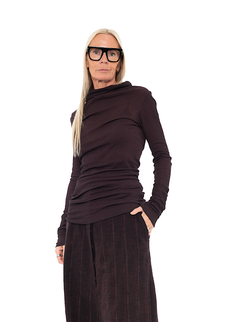 HIGH-NECK RIB JERSEY T-SHIRT