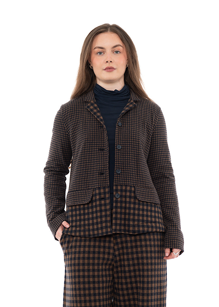 MIXED-CHECK TAILORED YASMIN JACKET