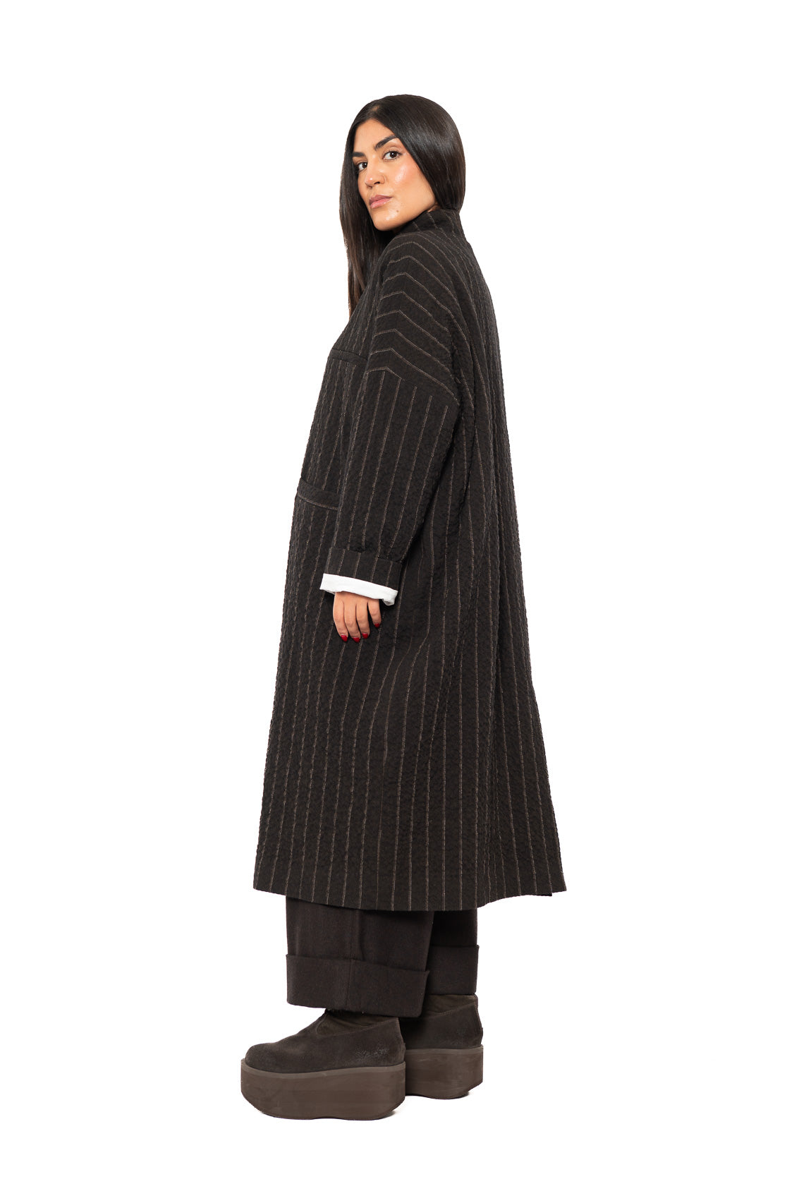 STRIPED WOOL BLEND ISA COAT
