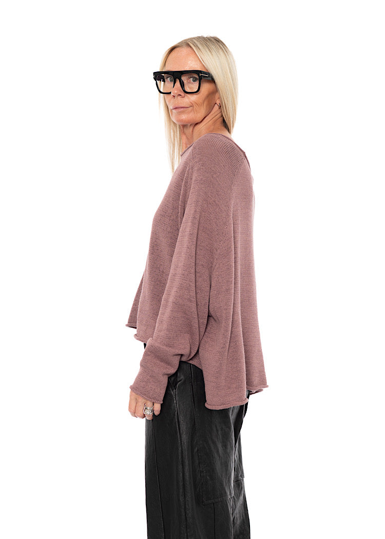 LINEN-BLEND KNITTED PULLOVER