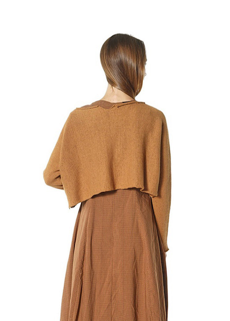CROPPED LINEN-BLEND KNITTED PULLOVER *BLACK* (Shown in BRONZE)