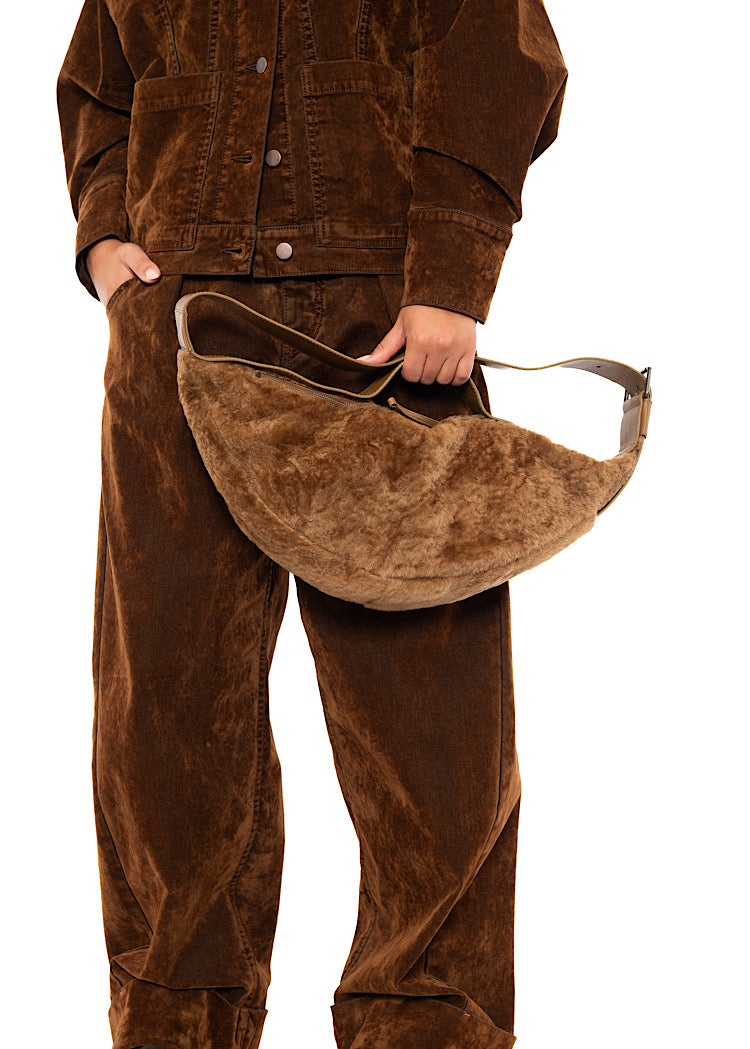 CROSSBODY FUR-FINISHED LEATHER BAG
