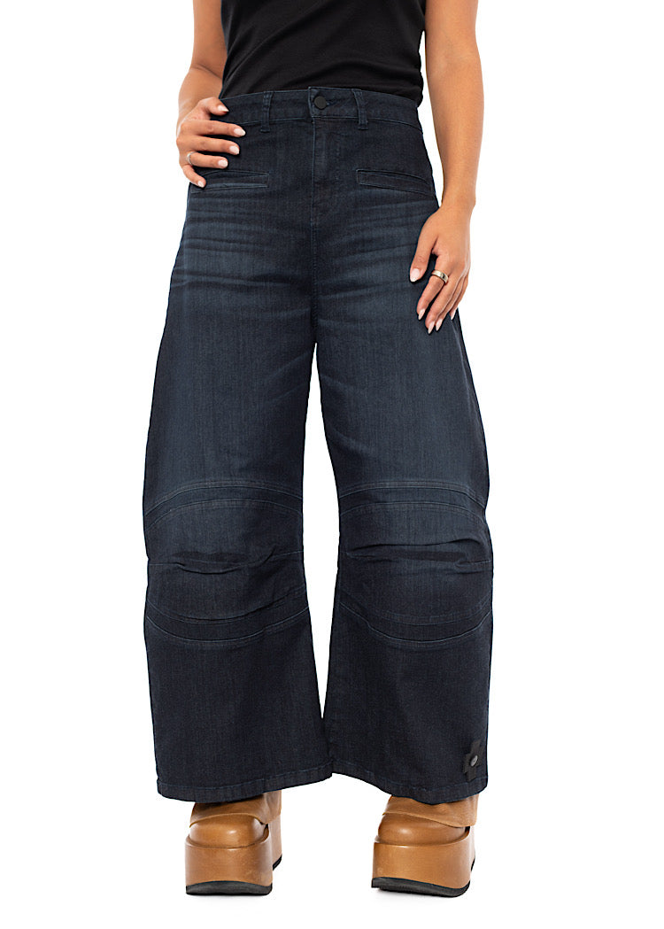 STRETCH HORSESHOE WIDE-LEG TROUSER