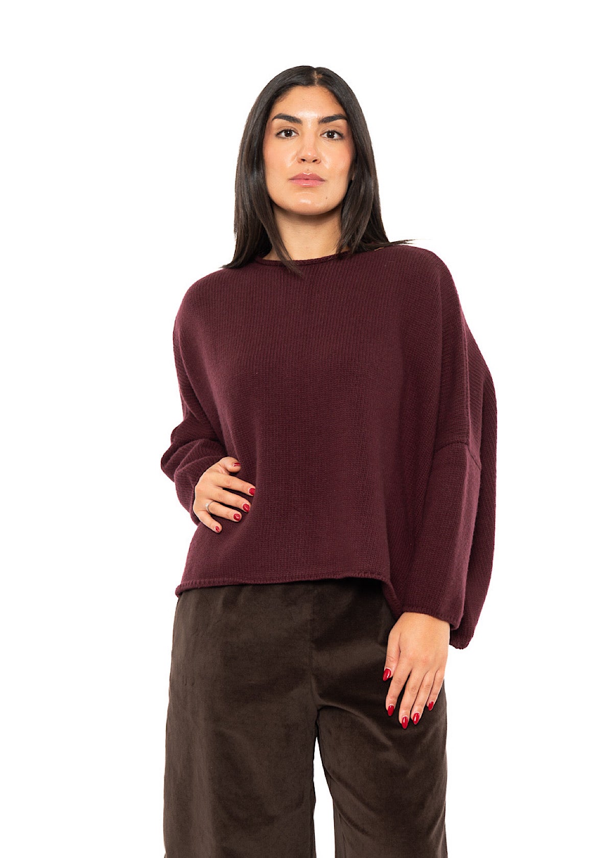 CROPPED CASHMERE BLEND FAUSTA PULLOVER