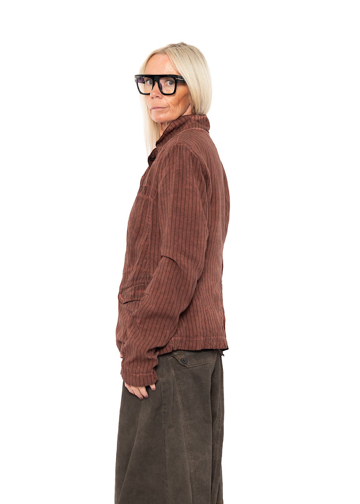 GARMENT-DYED SILK STRIPE JACKET
