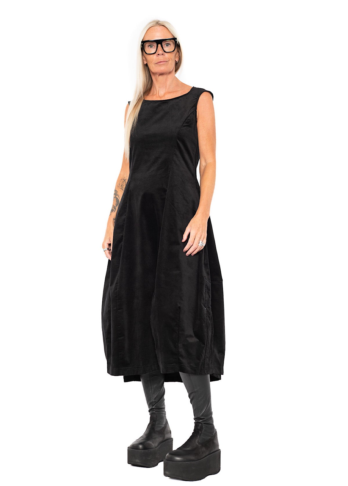 STRETCH-VELVET BALLOON DRESS