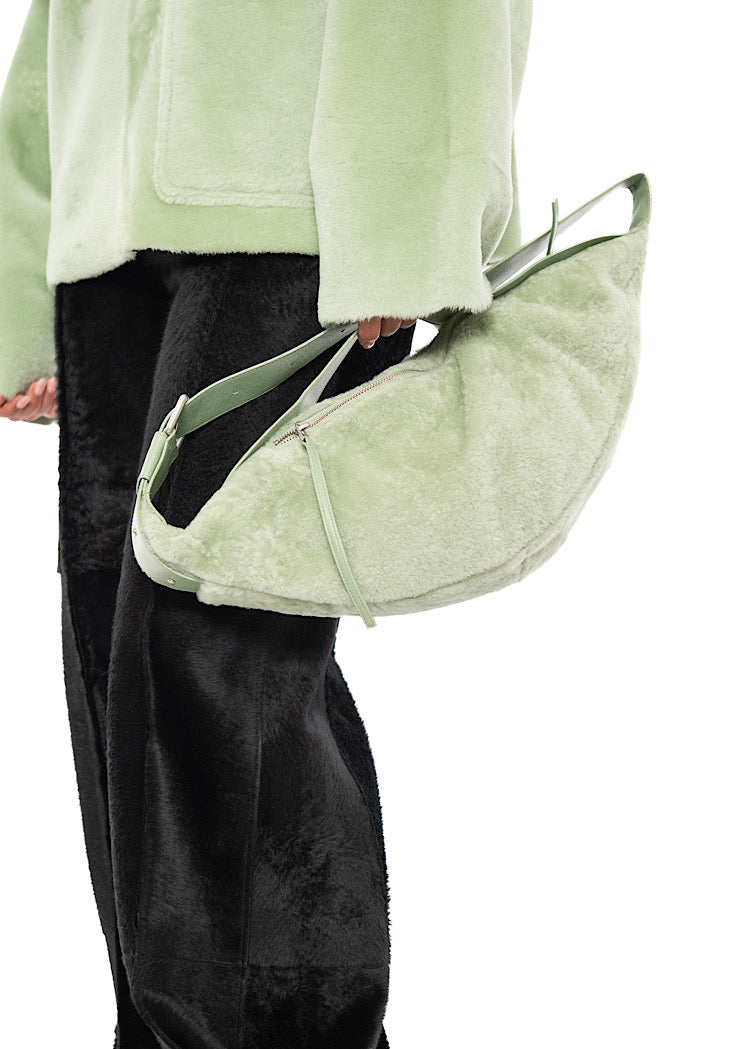 CROSSBODY FUR-FINISHED LEATHER BAG