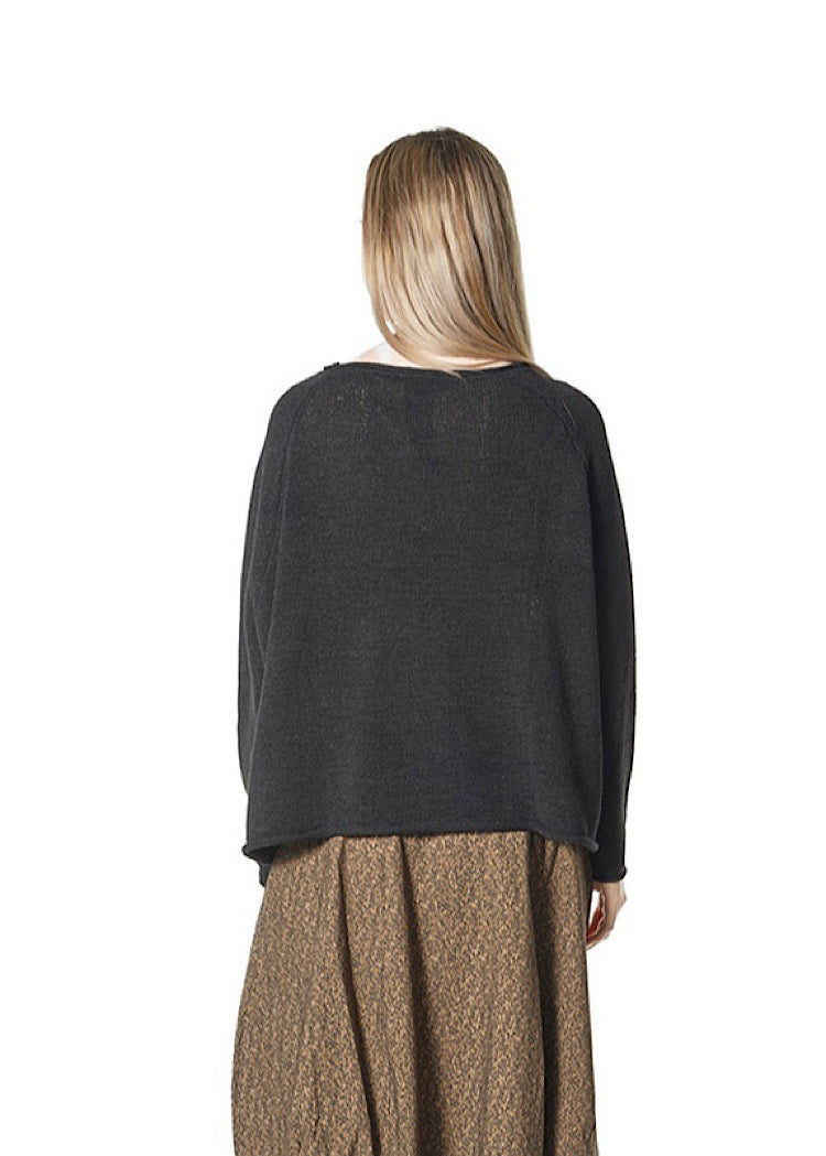 LINEN-BLEND KNITTED PULLOVER *FOREST* (Shown in BLACK)