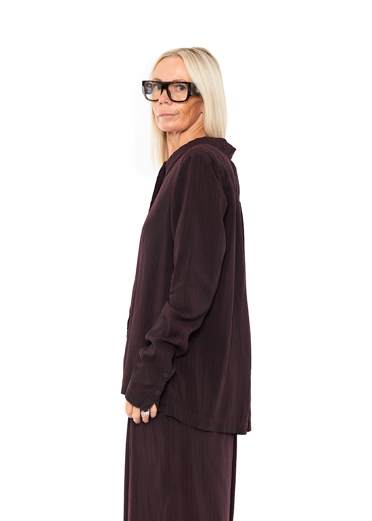 PINSTRIPE VISCOSE-SILK SHIRT