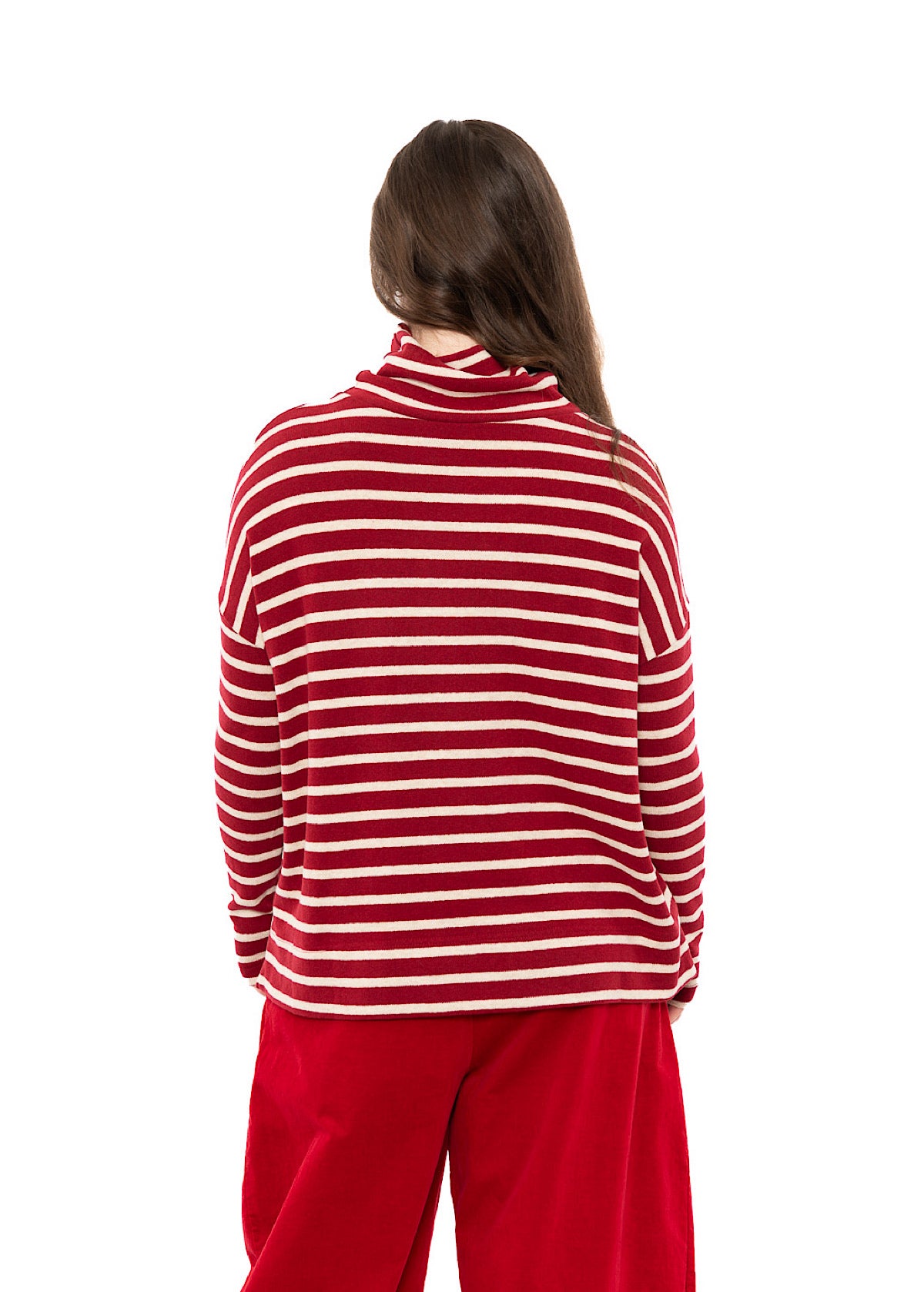 STRIPED COTTON-FLEECE JADE PULLOVER