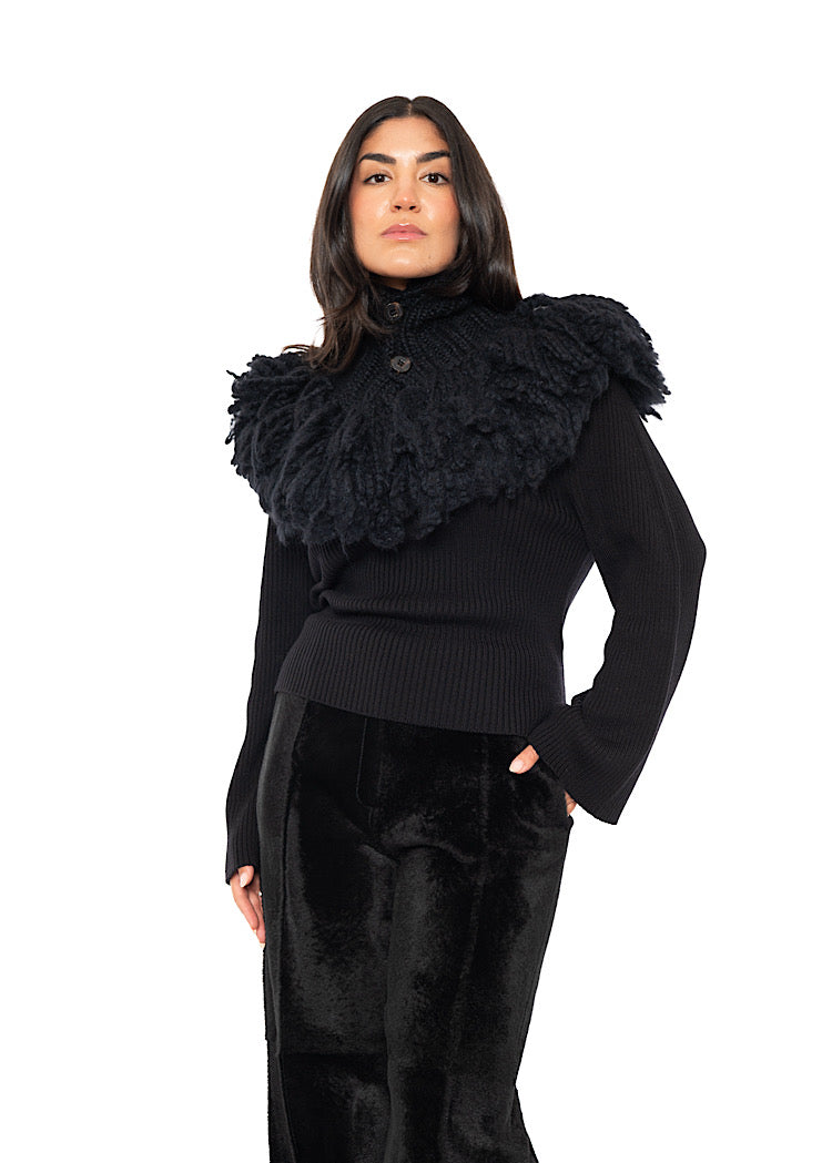 WOOL SILK CASHMERE KNIT COLLAR