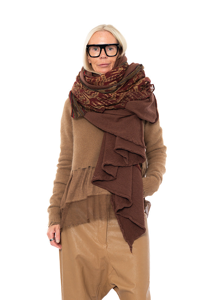 PRINTED MODAL-WOOL KNIT SCARF