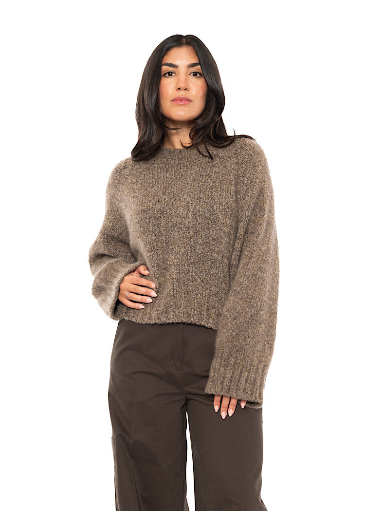 CASHMERE SILK CROPPED LENGTH PULLOVER